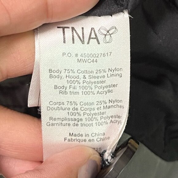 TNA Aritzia “Platoon” Military Jacket Gray Quilted Hooded Size S - Picture 11 of 16